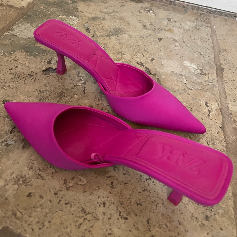 Zara never worn hot pink kitten heels